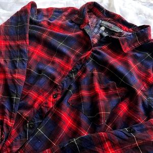 Red/Blue Plaid Button Down • XL • Polly & Esther